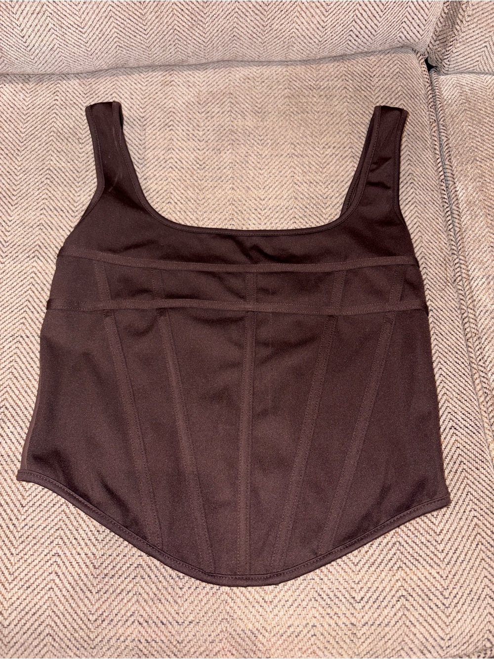 Princess Polly Brown Mesh Panel Tank